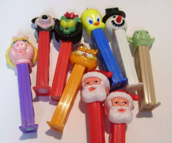 REDUCED PRICE Vintage Pez group of 9 candy dispensers for FUN