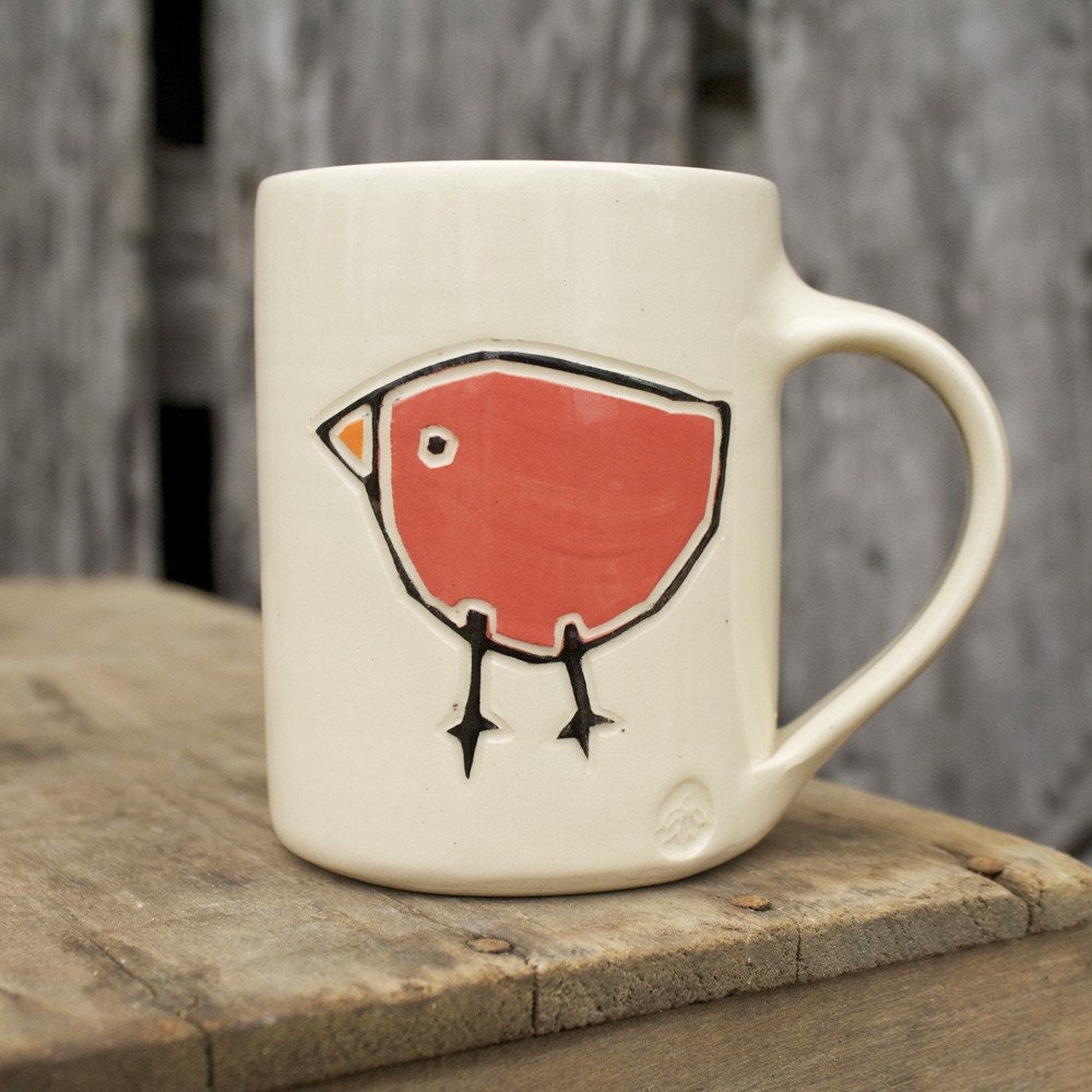 Bird Mug by AddledHillPottery on Etsy