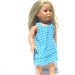 Doll Dress. American Girl 18 inch Doll size: upcycled clothing turquoise plaid imaginative play