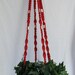 Red 55 Inch White beads Macrame Plant Hanger