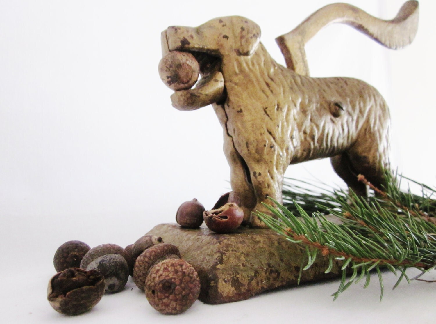 Vintage Christmas Brass Dog Nutcracker Irish Setter Golden