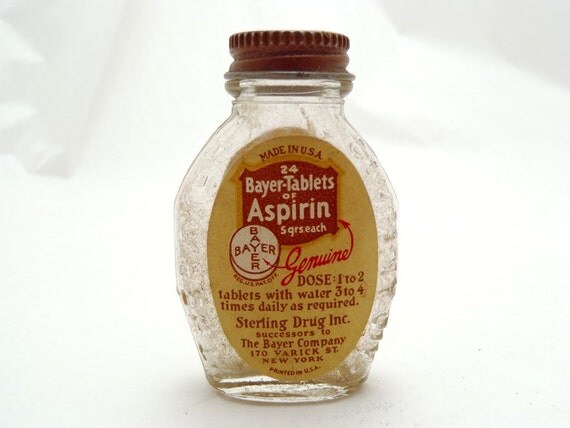 RESERVED FOR STEPH Antique Bayer Aspirin Bottle Glass with