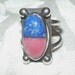 Vintage Handcrafted Rhodonite, Lapis Lazuli, & Sterling Silver Ring Pink and Blue Unique 1970s Size 7 to Size 7-1/4