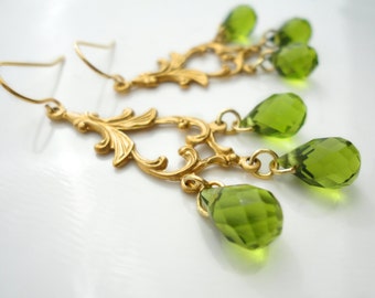 Chandelier Crystal Earrings Marie Antoinette Earrings Chandelier Bridal Earrings Gold Victorian Rococo Crystal Emerald Chandelier Earrings