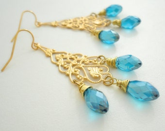 Gold Chandelier Earrings Marie Antoinette Earring Chandelier Crystal Earrings Turquoise Teardrop Gold Chandelier Earring Gift for Her