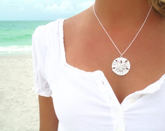 Sand Dollar Necklace Silver Sand Dollar Pendant Necklace Sand Dollar Jewelry Sand Dollar Wedding Sterling Silver Necklace Gift for Her