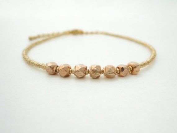 Bracelet Nugget nugget Gold  rose Friendship Rose Beaded Gold bracelet Bracelet gold  Bracelet