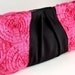 Ribbon Clutch in Hot Pink Roses and Black Satin