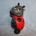 Handpainted ceramic Ladybug Standing up posing in red & black