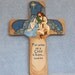 Handpainted ceramic Nativity Cross with a quote For unto us a Child is born