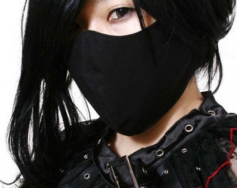 Gothic Punk Rock Visual Kei Unisex Silent ghost Criminal Black 3D Cotton Face Mask Guard Kakashi-Sensei