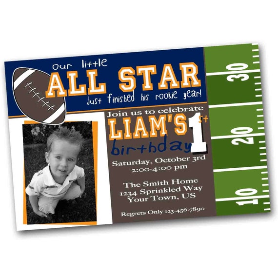 Football First Birthday Invitations 6