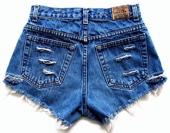 American Flag Vintage High Waisted Denim Cut Off Shorts S 9641