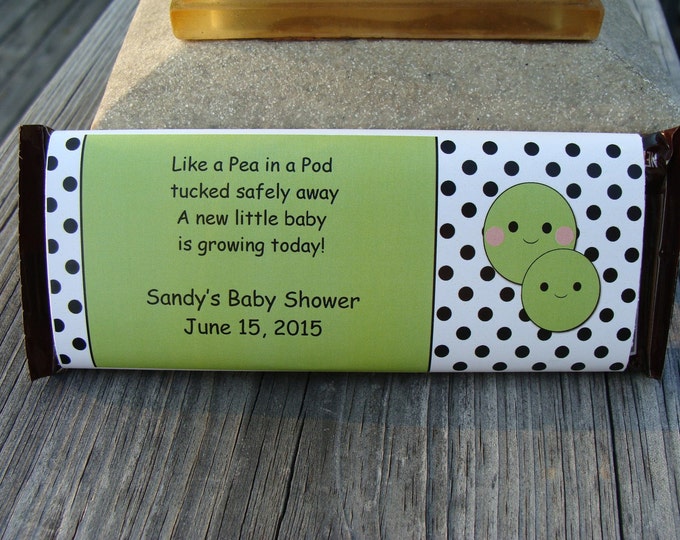65 Peas in a Pod Chocolate Candy Wrappers Baby Shower Favors CIJ