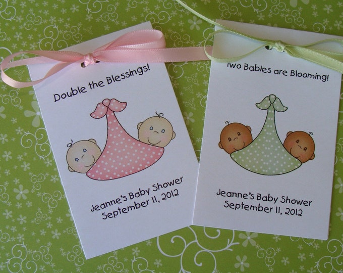 Adorable Twins Babies in Slings Baby Shower Flower Seeds Party Favors - Cute Neutral favors