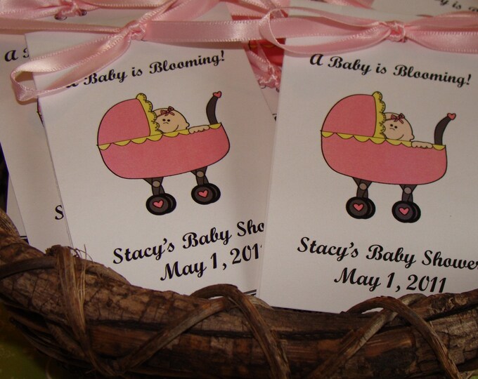 Pink Buggy Baby Shower Flower Seeds Party Favors Blue Baby Buggy SALE CIJ Christmas in July