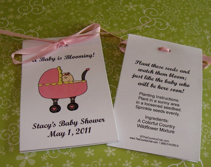 Pink Buggy Baby Shower Flower Seeds Party Favors Blue Baby Buggy SALE CIJ Christmas in July