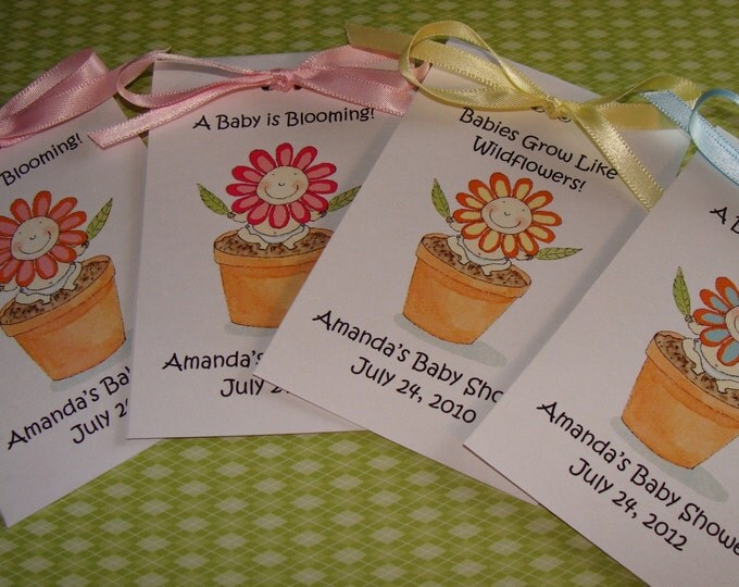 Custom Flower Face Baby Shower Flower Seeds Packets Party Favors