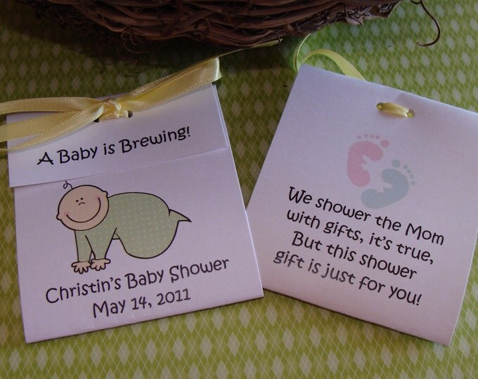 Crawling Baby Baby Shower Tea Bag Favors that are Sweet and Adorable