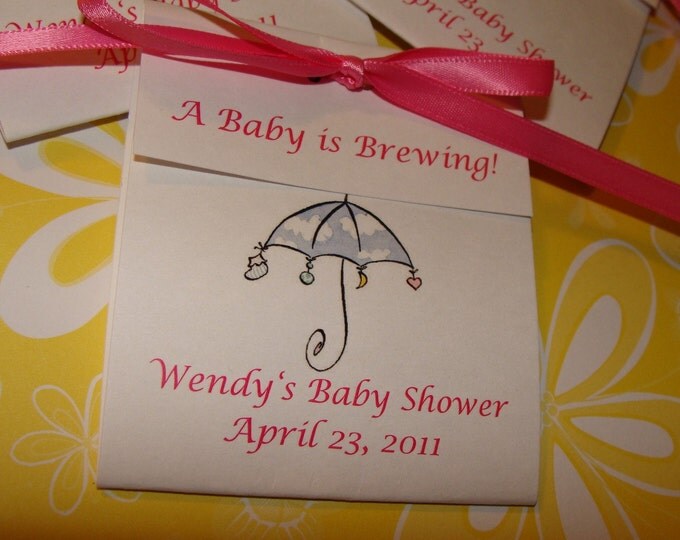 Cloudy Umbrella Baby Shower Tea Bag Favors that are Sweet and Adorable