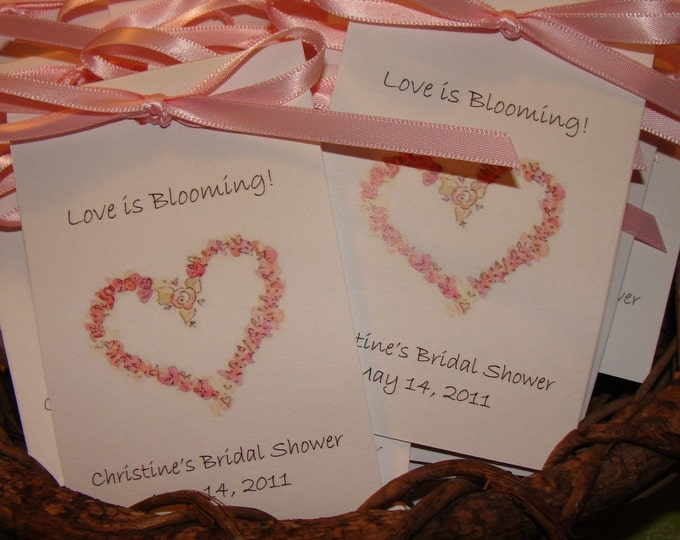 Personalized Floral Country Rose Heart Bridal Shower Wedding Engagement Flower Seed Packets for Sweet 16 Birthday Anniversary Party