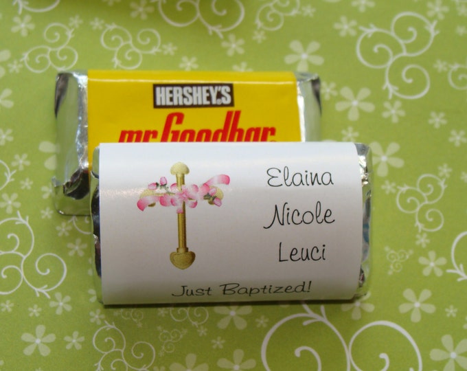 Mini Candy Bar Wrappers for Girl's Baptism, Christening, First Holy Communion Chocolate Religious Party Favor