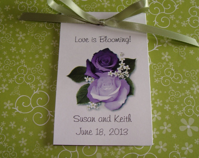 Lavender Purple Roses Design w/ Wildflower Seeds Packets for Bridal Shower Wedding Flower Seeds Party Favors SALE CIJ Christmas in July