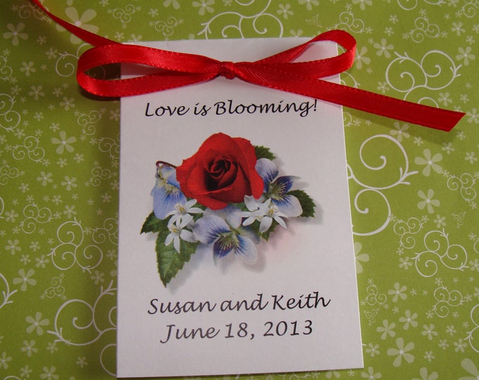 Red Rose Design w/ Wildflower Seed Packets for Bridal Shower Wedding Flower Seeds Party Favors SALE CIJ Christmas in July