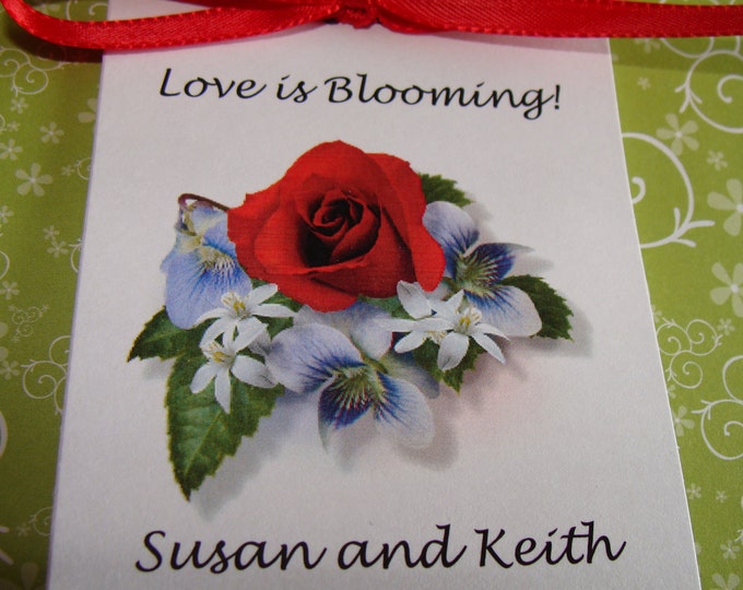 Red Rose Design w/ Wildflower Seed Packets for Bridal Shower Wedding Flower Seeds Party Favors SALE CIJ Christmas in July