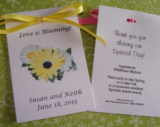 Yellow and White Daisy Trio Design w/ Wildflower Seed Packets for Bridal Shower Wedding Flower Seeds Party Favors SALE CIJ Christmas in July