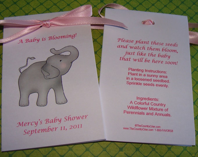 Elephant Seed Packets for a Baby Shower or 1st Birthday Party Flower Seeds Party Favors SALE CIJ Christmas in July