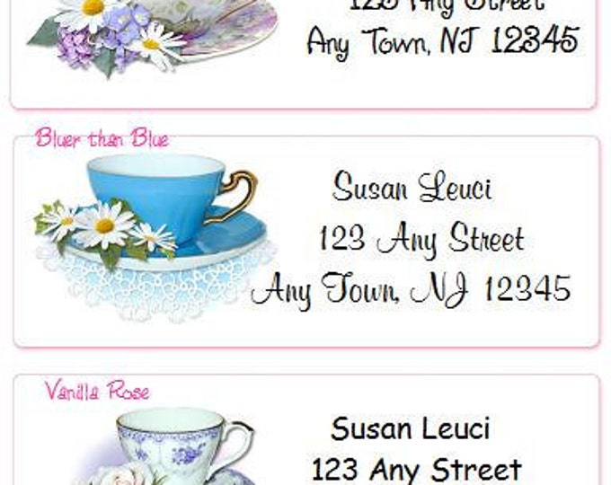 SALE Teacup Personalized Address Labels Elegant and Classy Designs
