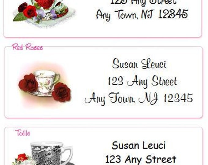 SALE Teacups Personalized Address Labels Elegant and Classy Designs