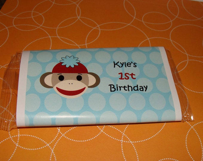Sock Monkey Themed Popcorn Birthday Party Favors or Baby Shower Party Favors 1st 2nd 3rd 4th 5th 6th Birthday Favors