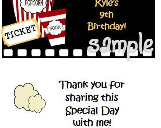 Printable Digital DIY Movie Theatre Popcorn Ticket Soda Popcorn Favors for Birthday Party Favors