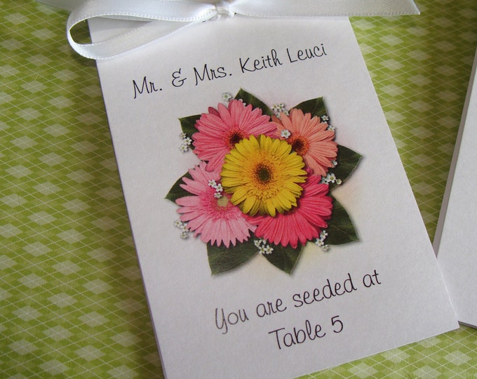 Place Cards Escort Cards Gerber Daisy Mix Design with Wildflower Seeds inside Perfect for Wedding or Special Event SALE