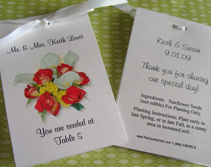 Place Card Escort Cards ~ Calla Lily Design with Wildflower Seeds Inside Perfect for Wedding or Special Event SALE