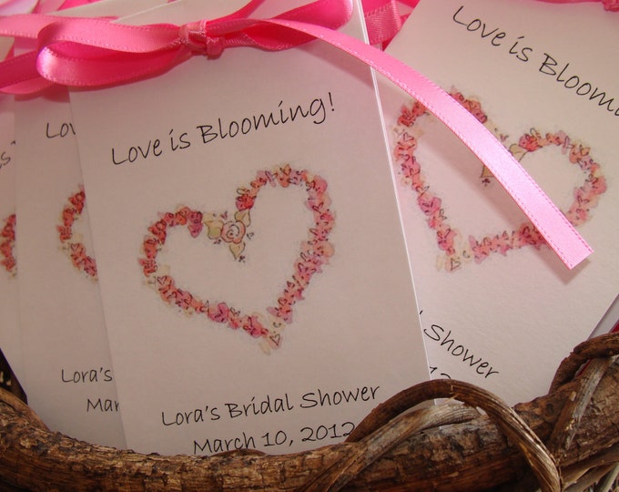 Personalized Floral Country Rose Heart Bridal Shower Wedding Engagement Flower Seed Packets for Sweet 16 Birthday Anniversary Party