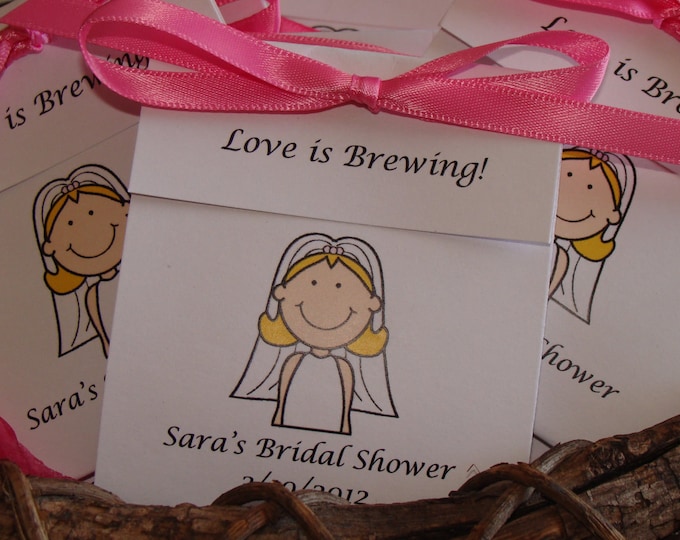 Bride Cartoon Personalized Tea Bag Favors Cute Wedding Shower or Bridal Shower Party Favors CIJ Christmas in July