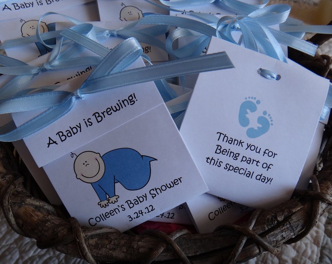 Sweet and Adorable Crawling Baby Baby Shower Tea Bag Favors Caucasion African American