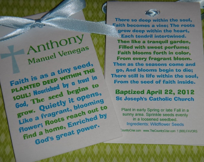 Personalized Blue Green Subway Art Religious Baptism First Holy Communion Christening Thank You Gift Favors