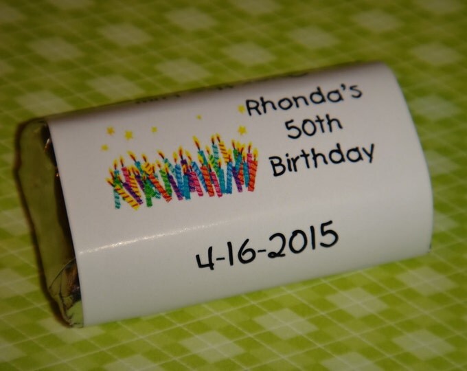 Birthday Candles or Words Candy Wrappers Birthday Party Candy Bar Wrappers
