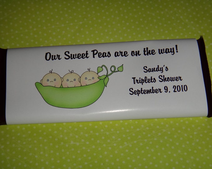 Peas in a Pod Our Little Sweet Peas Candy Bar Wrappers Baby Shower Twins Triplets