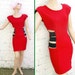 Vintage 80s 90s Rave Bright Red Stretch Body Con Mini Dress with Cut Out Sides
