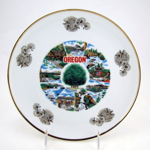 Vintage Oregon souvenir plate by RecentHistory on Etsy