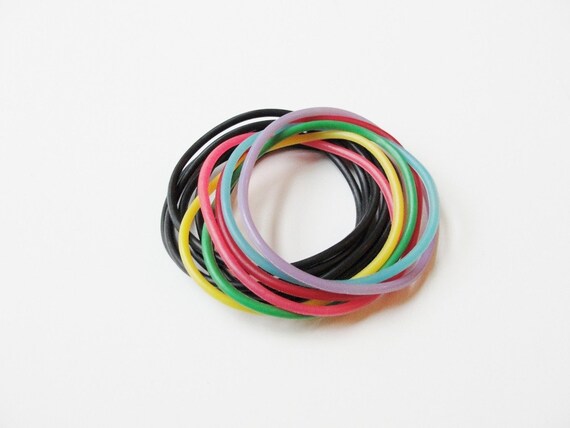 Vintage 80s Rubber Jelly Bracelets Rainbow