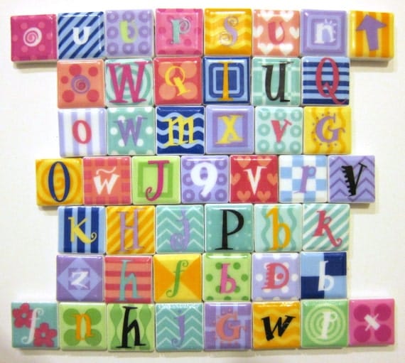 1 GANZ Tiles 47 Ceramic Magnet Letters Scrapbooking