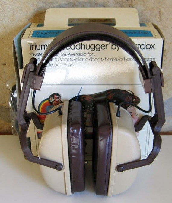 Vintage Triumph Headhugger Radio Headphones Westclox Never