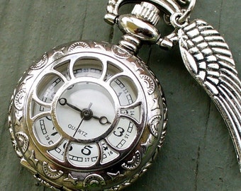Steampunk pocket WATCH mini pendant Necklace Victorian pendant charm wicca wizard witch