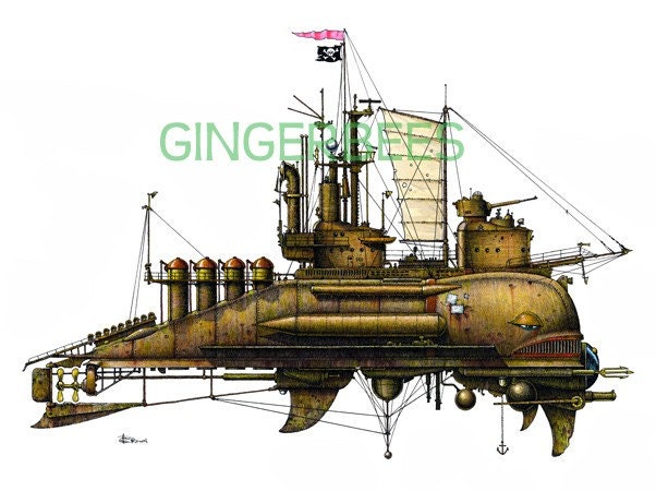 12 of 12 Fanciful Submarines Giclee Print on Fine by gingerbees